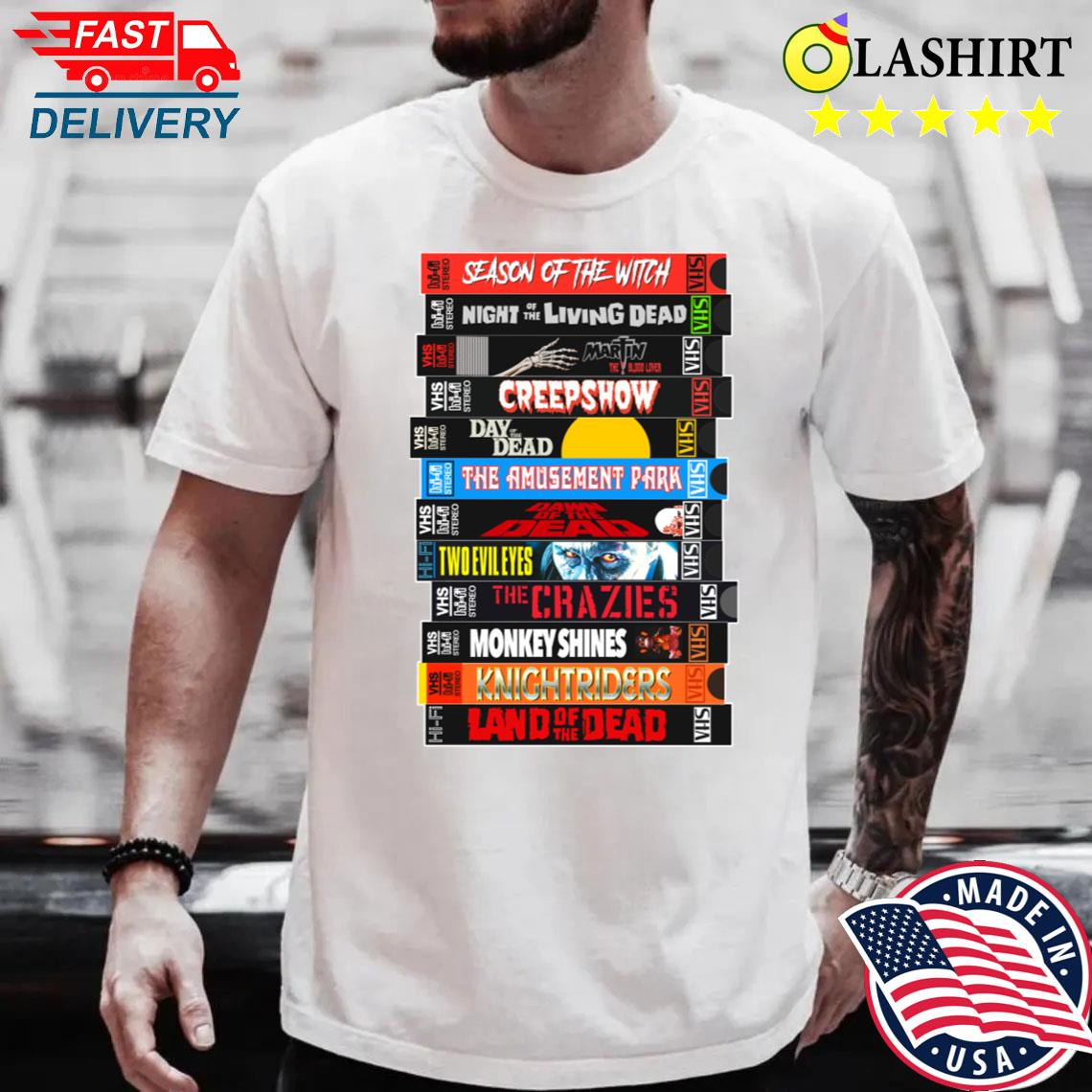 George A Romero Vhs Horror Movie Stack T-shirt