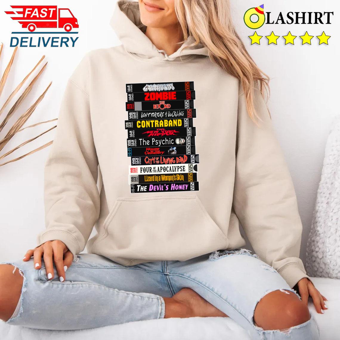 Lucio Fulci Vhs Movie Stack T-shirt Unisex Hoodie