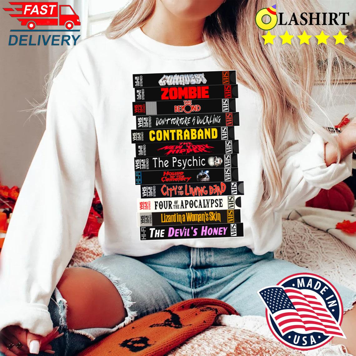 Lucio Fulci Vhs Movie Stack T-shirt Sweater Shirt