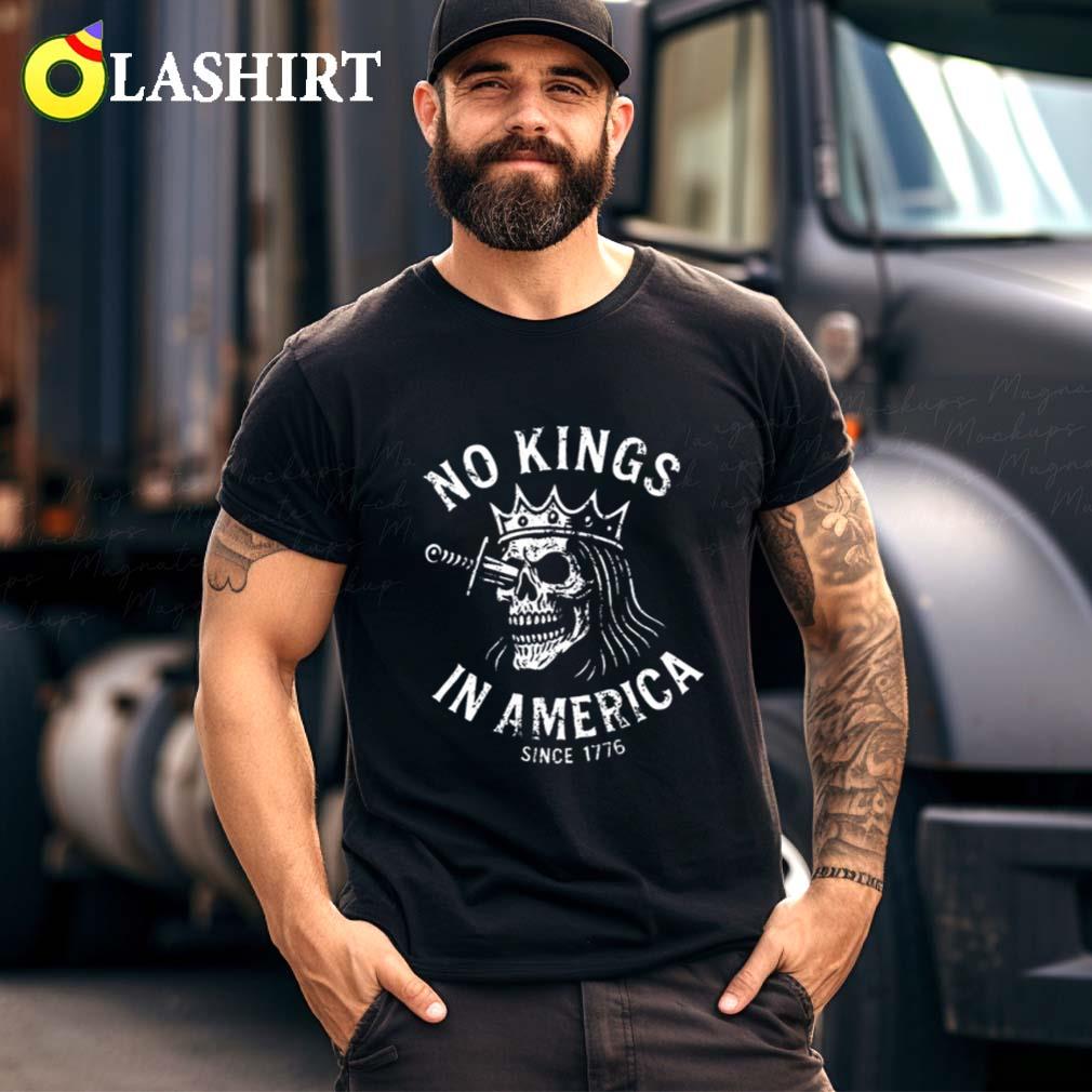 No Kings In America Funny Skull Shirt Best Sale