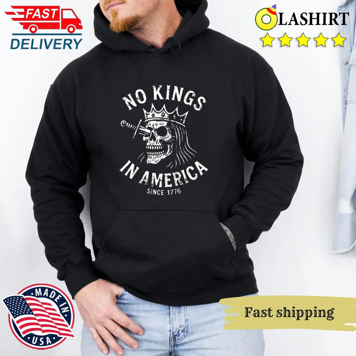 No Kings In America Funny Skull Shirt Unisex Hoodie
