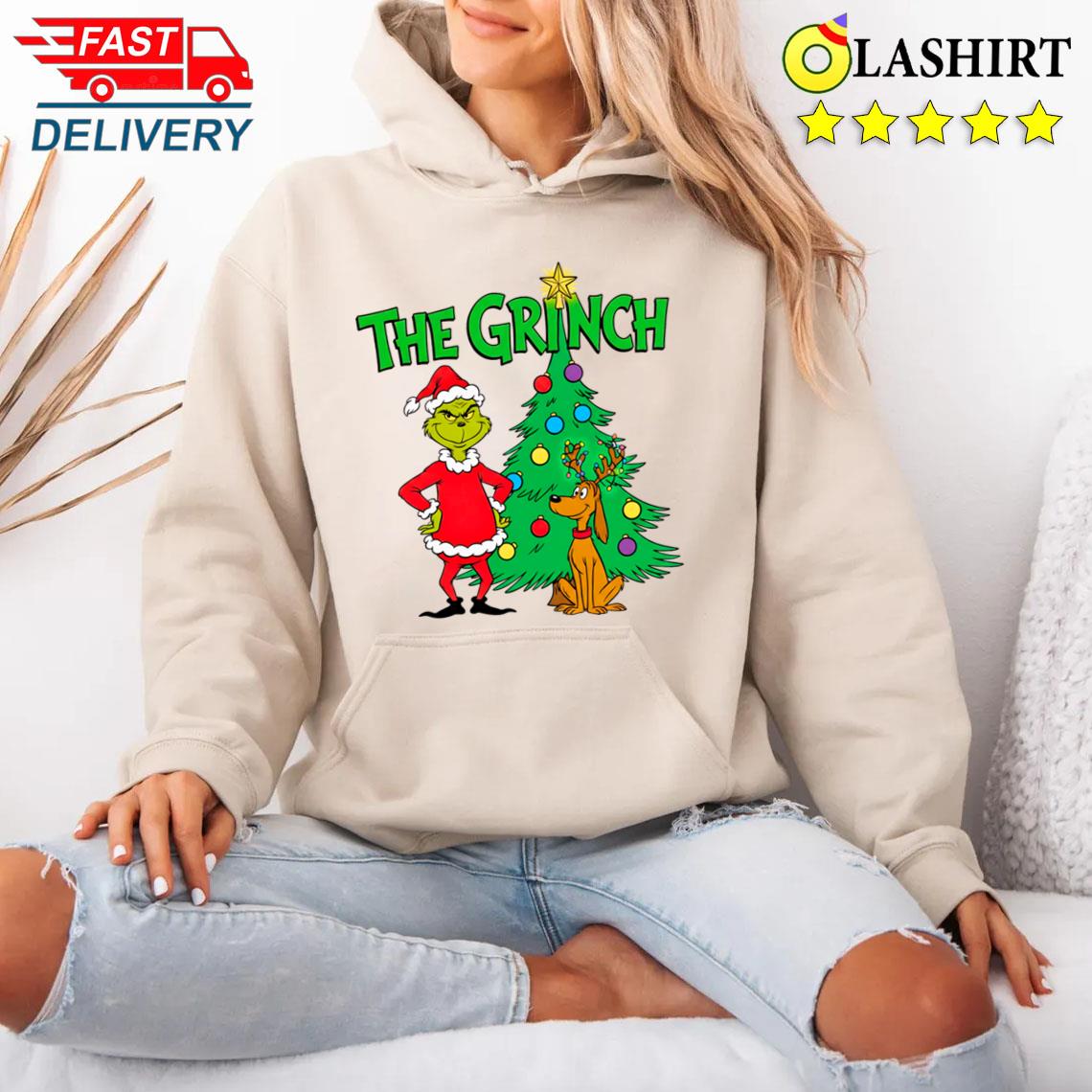 The Grinch And Max By Christmas Tree Holiday T-shirt Unisex Hoodie The Grinch And Max By Christmas Tree Holiday T-shirt Unisex Hoodie