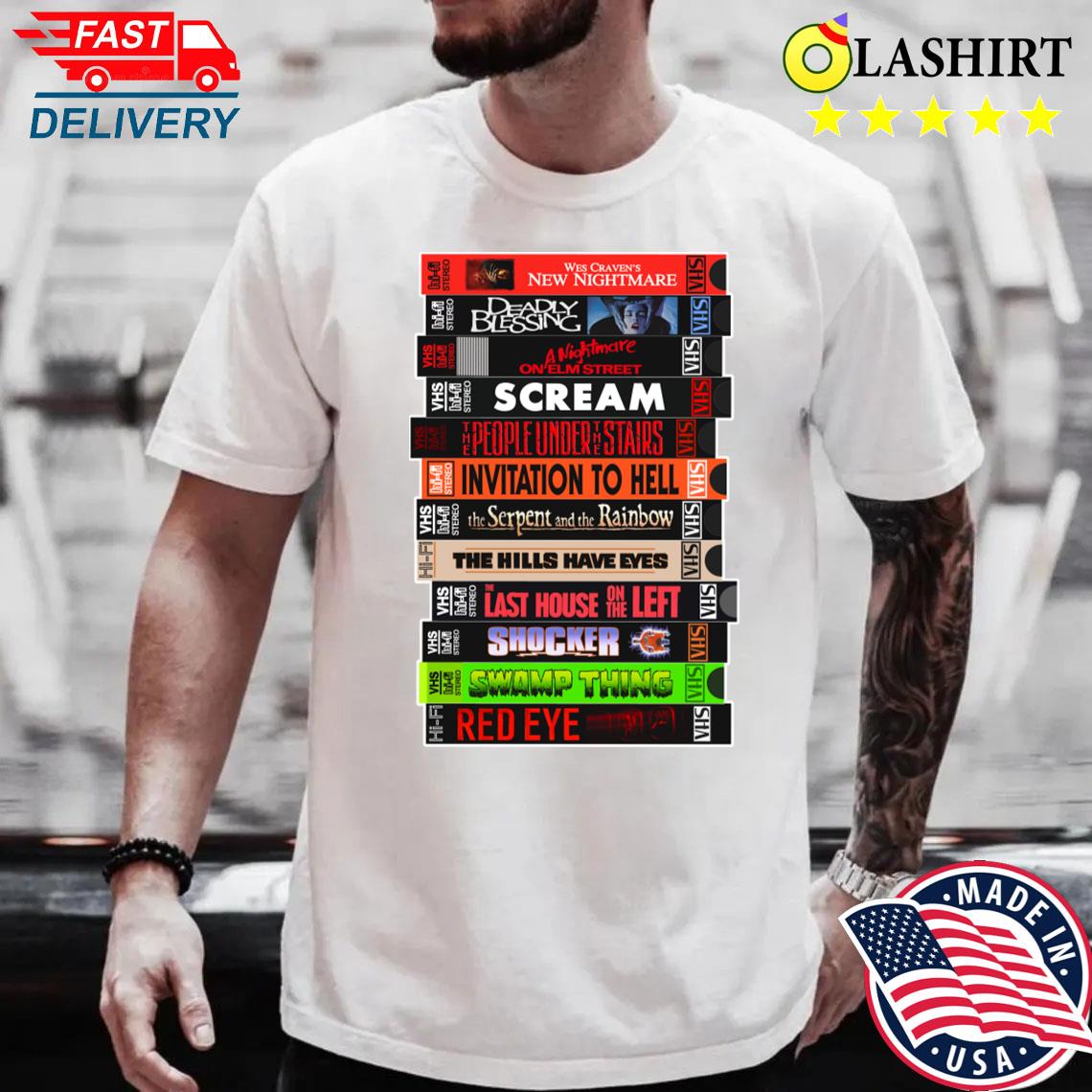 Wes Craven Vhs Horror Movies Stack T-shirt Best Sale