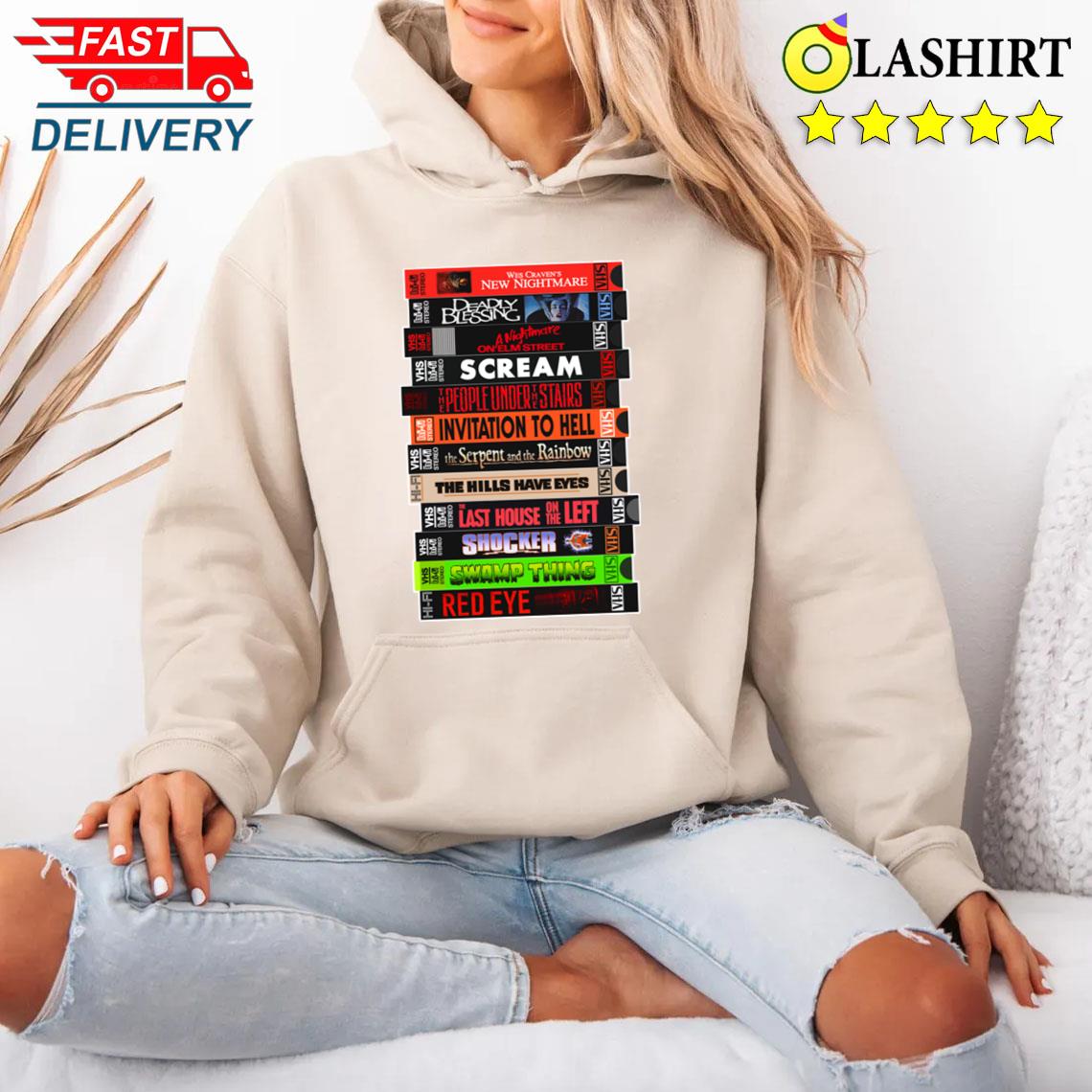 Wes Craven Vhs Horror Movies Stack T-shirt Unisex Hoodie