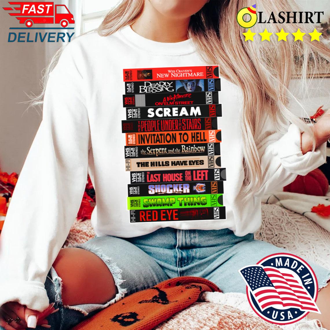 Wes Craven Vhs Horror Movies Stack T-shirt Sweater Shirt