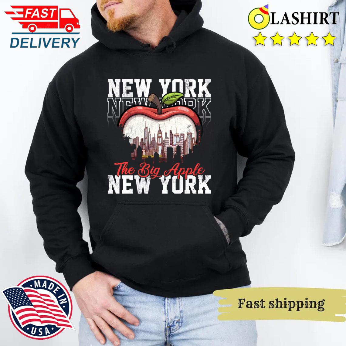 New York The Big Apple Cartoon Cityscape T-shirt Unisex Hoodie New York The Big Apple Cartoon Cityscape T-shirt Unisex Hoodie
