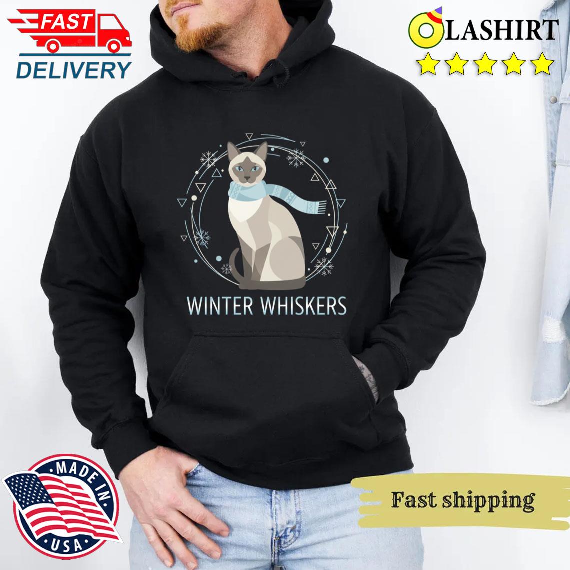 Winter Whiskers Cute Siamese Cat T-shirt Unisex Hoodie Winter Whiskers Cute Siamese Cat T-shirt Unisex Hoodie